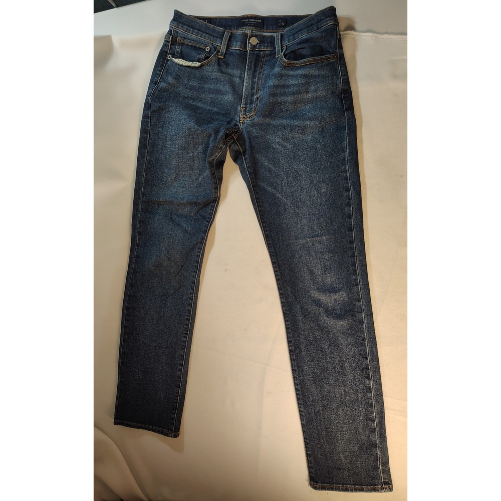 Lucky Brand 121 Slim Straight Mens Jeans 29x32 Dark Wash Blue Denim Stretch